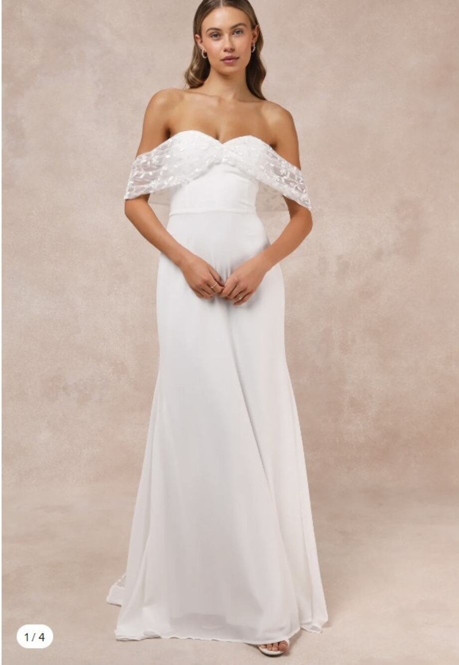 Lulus NWT Beloved Beginning Wedding Dress M Bridal Floral Coquette Embroidered
